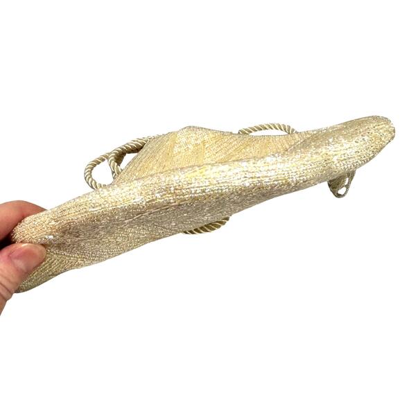 Unique vintage sparkling off white beaded evening bag shoulderbag dressy purse - Picture 9 of 10